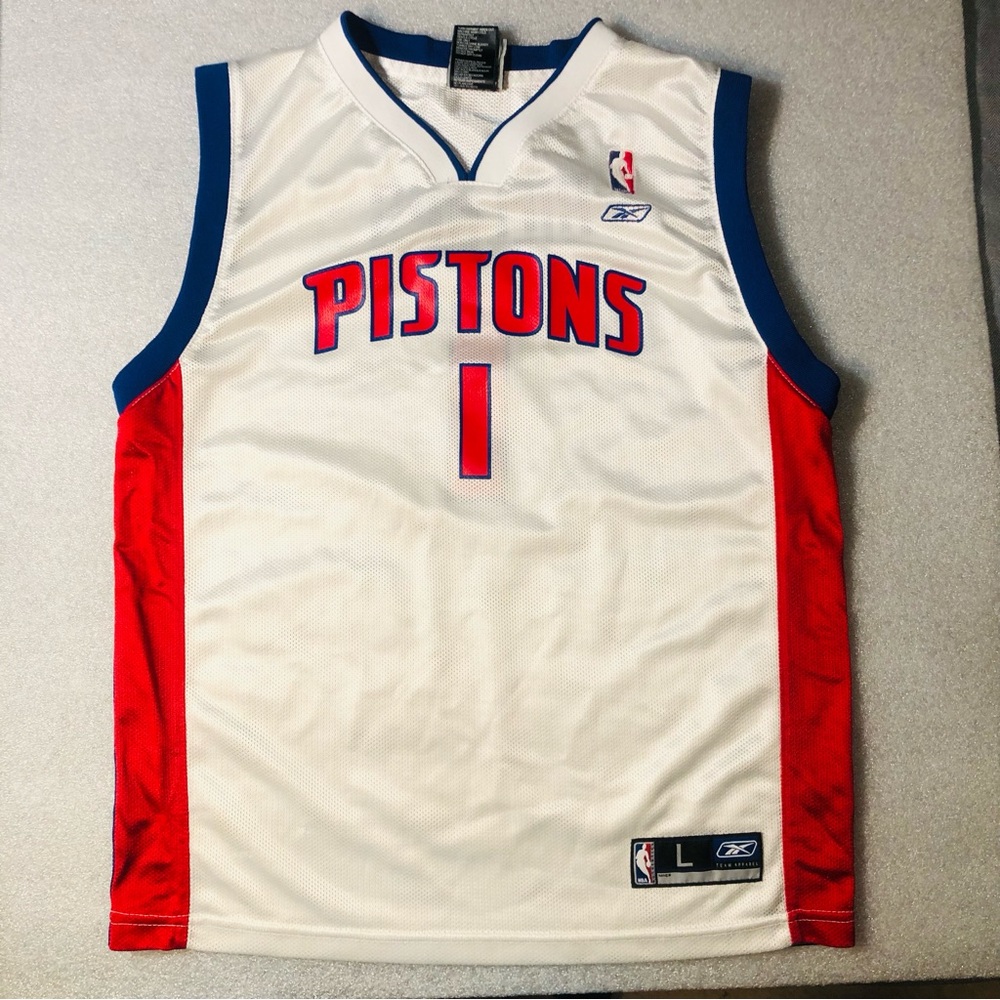 Vtg Reebok NBA Home Detroit Pistons Chauncey Billups #1 Jersey Youth Large
